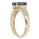 9ct Yellow Gold Iolite and 0.15ct Diamond Single Stone Ring