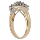 18ct Yellow Gold 0.50ct Diamond Three Row Cluster Ring