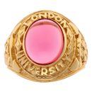 Silver Gold Plated Red Gemstone College Ring
