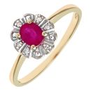9ct Yellow Gold Ruby and Diamond Ring