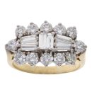 18ct Yellow Gold 2.00ct Brilliant And Baguette Cut Diamond Cluster Ring