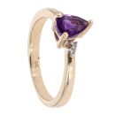 9ct Yellow Gold Created Amethyst and Diamond Ring
