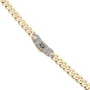 14ct Yellow Gold Monaco Classic Cubic Zirconia Baguette Pave Lock Curb Chain 20"