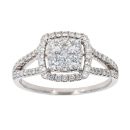 18ct White Gold 1.00ct Diamond Cluster Ring