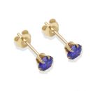 9ct yellow gold 4mm tanzanite CZ stud Earrings