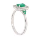 9ct White Gold 0.06ct Diamond And Emerald Ring