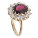 9ct Yellow Gold Garnet And Cubic Zirconia Cluster Ring