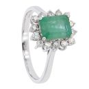 18ct White Gold Diamond and Emerald Cluster Ring by Anya Belle
