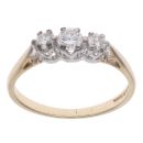 9ct Yellow Gold 0.33ct Brilliant Cut Diamond Trilogy Ring