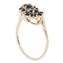 9ct Yellow Gold Sapphire Double Cluster Ring