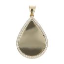 14ct Yellow Gold Teardrop Cubic Zirconia Fob Pendant