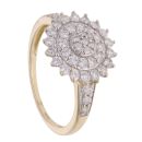 9ct Yellow Gold 1.00ct Diamond Cluster Ring