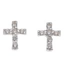 Silver Cubic Zirconia Cross Stud Earrings by Icesia