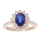 14ct Yellow Gold Sapphire And 0.40ct Diamond Cluster Ring