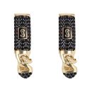 14ct Yellow Gold Monaco Classic Black Cubic Zirconia Pave Drop Earrings