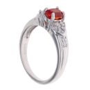9ct White Gold 0.15ct Diamond And Red Gemstone Ring