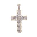 9ct Yellow And White Gold Diamond Cross Pendant