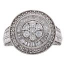 18ct White Gold 1.00ct Brilliant And Baguette Cut Diamond Cluster Ring