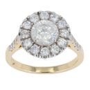 18ct Yellow Gold Est 2.15cts Diamond Halo Cluster Ring by Anya Belle