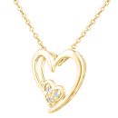 9ct Yellow Gold Diamond Heart Pendant Necklace