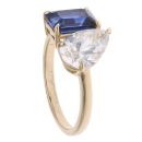 Lab Grown 9ct Yellow Gold 2.07ct Pear Cut Diamond And Created Sapphire Ring