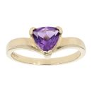 9ct Yellow Gold Triangular Created Amethyst Ring