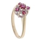 9ct Yellow Gold 0.05ct Diamond and Ruby Cluster Ring