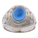 Silver Blue Gemstone College Ring