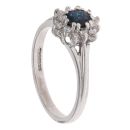9ct White Gold 0.15ct Diamond And Sapphire Cluster Ring