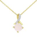 9ct Yellow Gold Opal Crossover Diamond Pendant Necklace