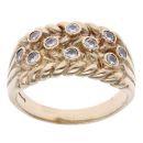 9ct Yellow Gold Cubic Zirconia Three Row Keeper Ring