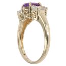 9ct Yellow Gold Amethyst And Colourless Gemstone Ring