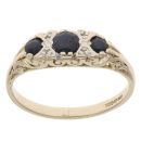 9ct Yellow Gold 0.05ct Diamond And Sapphire Three Stone Ring