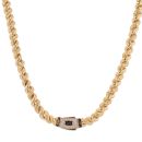 14ct Yellow Gold Monaco Classic Loop Alternate Pave Lock Chain 18"