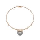 9ct Yellow Gold 0.10ct Diamond And Grey Cultured Pearl Bangle