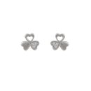 Sterling Silver Cubic Zirconia Clover Stud Earrings