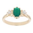 9ct Yellow Gold Green Gemstone And Cubic Zirconia Ring