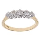 18ct Yellow Gold 0.50ct Brilliant Cut Diamond Five Stone Ring