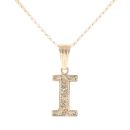 9ct Yellow Gold Letter I Pendant And Chain 18"