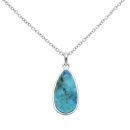 925 Sterling Silver Turquoise Teardrop Pendant And Chain 18"