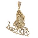 9ct Yellow Gold Cubic Zirconia 'Blessed' Praying Hands Pendant
