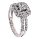 18ct White Gold 0.73ct Princess And Brilliant Cut Diamond Cluster Ring