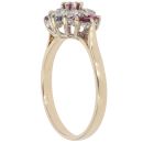 9ct Yellow Gold Cubic Zirconia and Ruby Cluster Ring