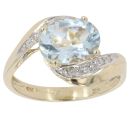 9ct Yellow Gold 0.10ct Diamond and Blue Topaz Dress Ring