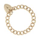9ct Yellow Gold Heart Lock Charm Bracelet 7"