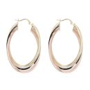 14ct Yellow White and Rose Gold Greek Key Trio Oval Hoop Earrings
