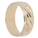 9ct Yellow Gold Patterned Wedding Band 7.8mm