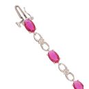 9ct White Gold 0.06ct Diamond And Created Ruby Cluster Bracelet 7"