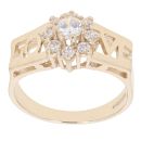 9ct Yellow Gold 'Love' Cubic Zirconia Cluster Ring