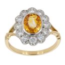 18ct Yellow Gold 1.66ct Yellow Sapphire and 0.85ct Diamond Cluster Ring